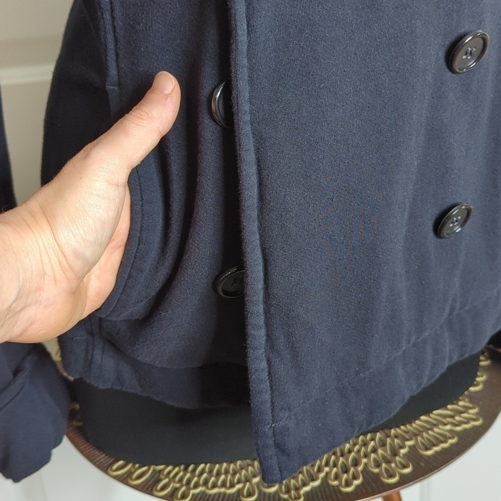 James Perse LA Double Breasted Soft Cotton Jersey Knit Jacket Blazer Black 3 M/L - Picture 5 of 13